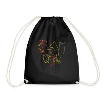 Cat Friend, Cat Accessories Gift - Drawstring Bag - black - Front