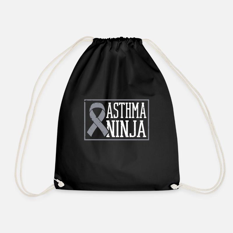 Asthma-ninja Asthmakämpfer Wheezy - Turnbeutel - Schwarz