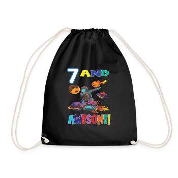 7 And Awesome Birthday Astronaut - Drawstring Bag - black - Front