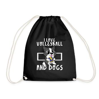 Funny Cute I Love Volleyball And Dogs Blocker Spik - Drawstring Bag - black - Front