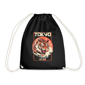 Tokyo Asie 80s Rétro Tiger Japonais - Sac de sport léger - noir - Devant
