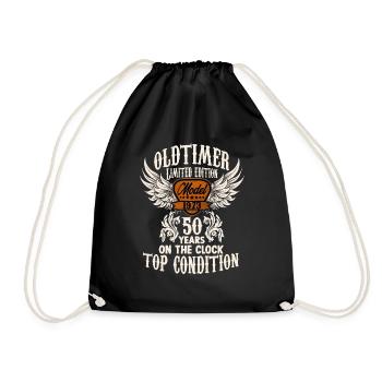 50 year old classic car birthday rocker fan biker - Turnbeutel - Schwarz - Vorne