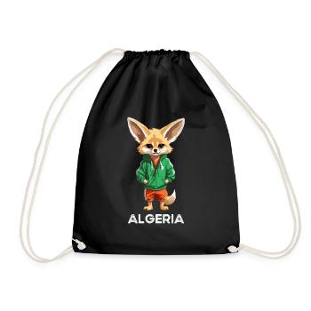 Algeria Fennec Algerian Football Supporter Jersey - Drawstring Bag - black - Front