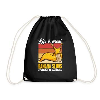 Banana Snail Snail - Drawstring Bag - black - Front
