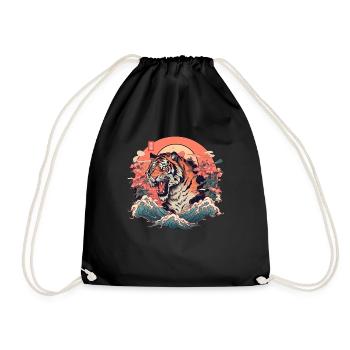 Tokyo Asie 80s Rétro Tiger Japonais - Sac de sport léger - noir - Devant