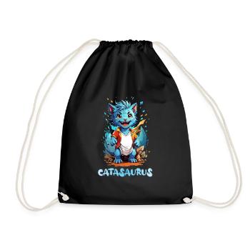 Catasaurus cat dinosaur chibi - Drawstring Bag - black - Front
