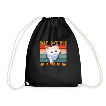 Cat Friend, Cat Accessories Gift - Drawstring Bag - black - Front