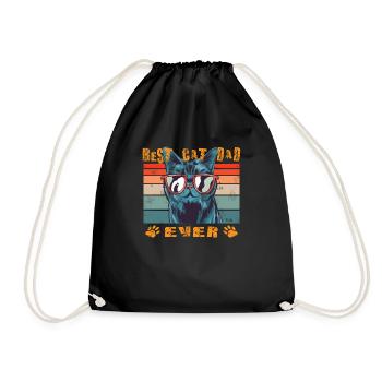 Cat Friend, Cat Accessories Gift - Drawstring Bag - black - Front