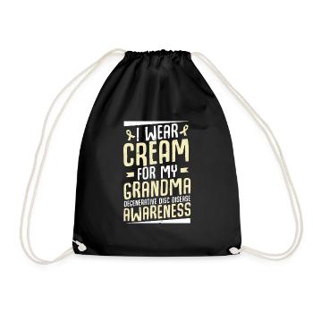 I wear cream for my grandma degenerative - Drawstring Bag - black - Front
