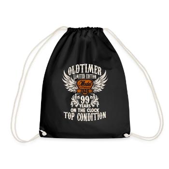 Parody birthday motive 99 years oldtimer rocker - Drawstring Bag - black - Front