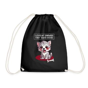 J'aime Mes Ennemies Humour Sarcasme Loup - Sac de sport léger - noir - Devant