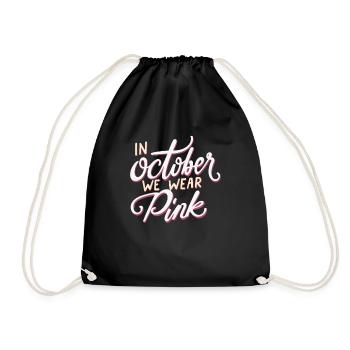Breast Cancer October Pink Ribbon - Drawstring Bag - black - Front