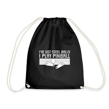 I ́ve Got Steel Balls I Play Pinballs Machines GIft - Drawstring Bag - black - Front