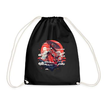 Asia 80s Japanese Retro Samurai Samurai - Drawstring Bag - black - Front
