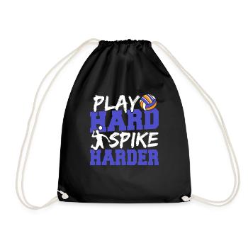 Volleyball Player Spiker Funny Play Hard Spike Har - Turnbeutel - Schwarz - Vorne