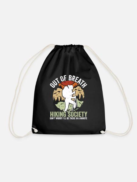 Funny Mountain Hiker Out of Breath Hiking Society - Turnbeutel - Schwarz