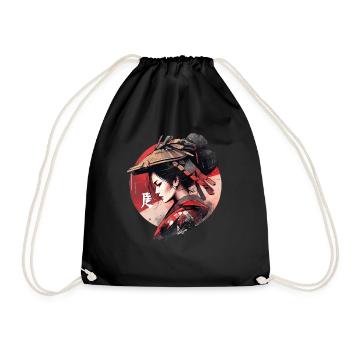 Asia 80s Japanese Retro Samurai Samurai - Drawstring Bag - black - Front