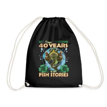40 Year Old Birthday Fun Fishing & Fishing - Drawstring Bag - black - Front