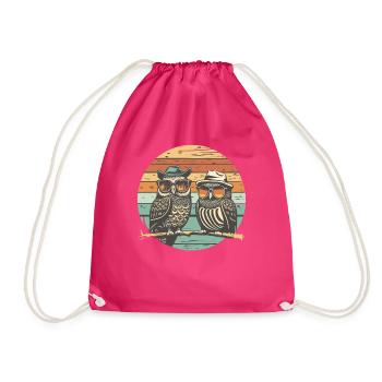 Eule Retro vintage - Turnbeutel - Fuchsia - Vorne