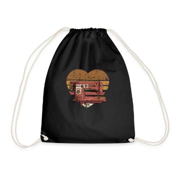 Machine à coudre vintage Drôle de couette Couturière Tailleur - Sac de sport léger - noir - Devant