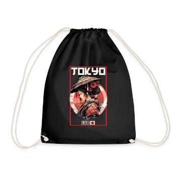 Asia 80s Japanese Retro Samurai Samurai - Drawstring Bag - black - Front
