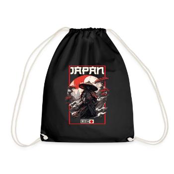Asia 80s Japanese Retro Samurai Samurai - Drawstring Bag - black - Front