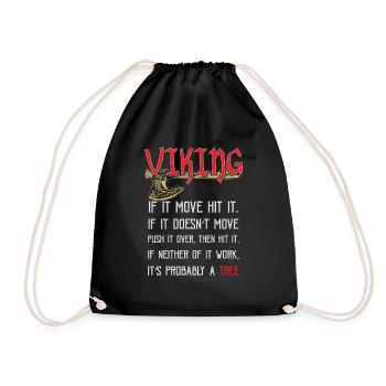 Wikinger Fan Geschenk Barbarben Wikinger Krieger - Turnbeutel - Schwarz - Vorne