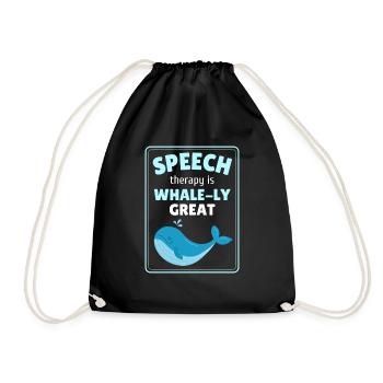 Speech Therapy Whale Speech Language Pathology SLP - Drawstring Bag - black - Front