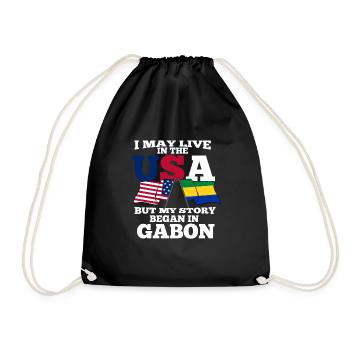 Gabon America Usa Gift - Drawstring Bag - black - Front