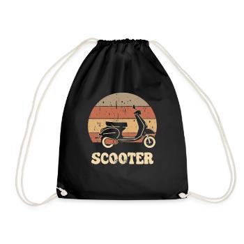 Scooter Motorroller Mofa Moped Roller - Drawstring Bag - black - Front