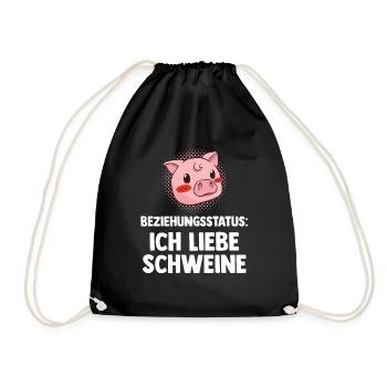 Ferkel Landwirt Bauer Bauernhof Schweine - Turnbeutel - Schwarz - Vorne