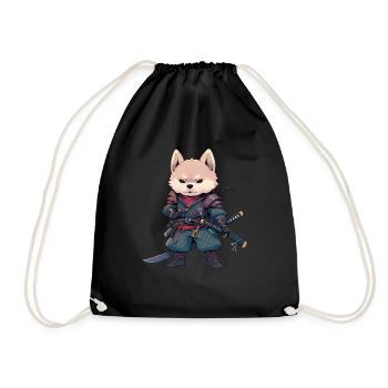 Asia Corki Japanese Samurai Samurai - Drawstring Bag - black - Front