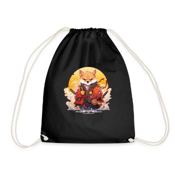 Asia Corki Japanese Samurai Samurai - Drawstring Bag - black - Front