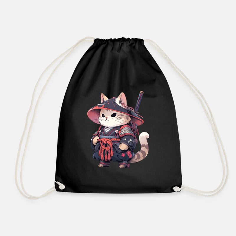 Asien Katze Japanischer Samurais Samurai - Turnbeutel - Schwarz