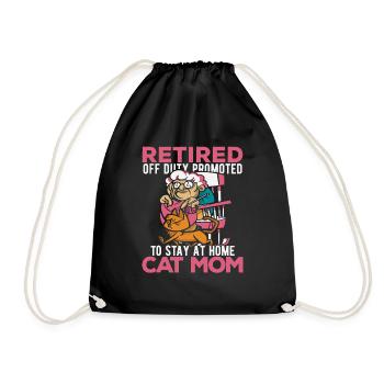 Pensioner Pension Cat - Drawstring Bag - black - Front