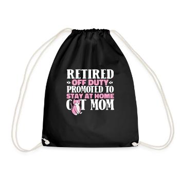 Pensioner Pension Cat - Drawstring Bag - black - Front