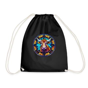 Unique Cow Art Design - Art du vitrail - Sac de sport léger - noir - Devant