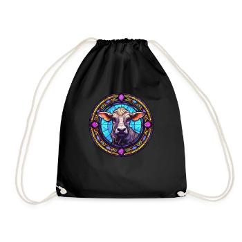 Cow Lover Mode - Artisan Kuh Buntglas Desi - Turnbeutel - Schwarz - Vorne