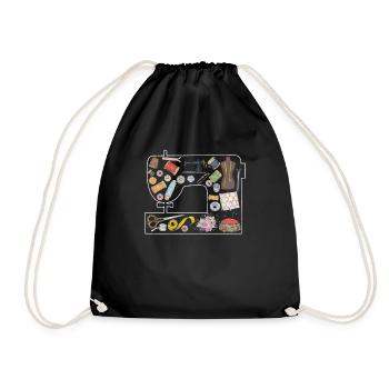 Quilting Tools Sewing Machine Silhouette Quilters - Drawstring Bag - black - Front