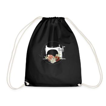 Machine à coudre vintage Artisanat Quilting Sewing Fleurs - Sac de sport léger - noir - Devant