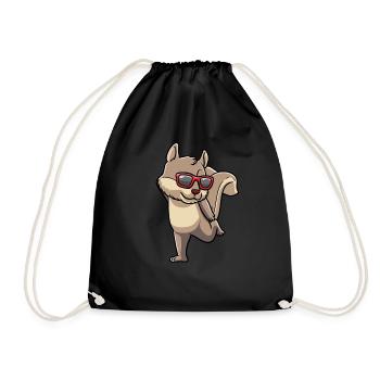 Écureuil cabré avec des lunettes de soleil rongeur - Sac de sport léger - noir - Devant