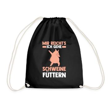 Ferkel Landwirt Bauer Bauernhof Schweine - Turnbeutel - Schwarz - Vorne