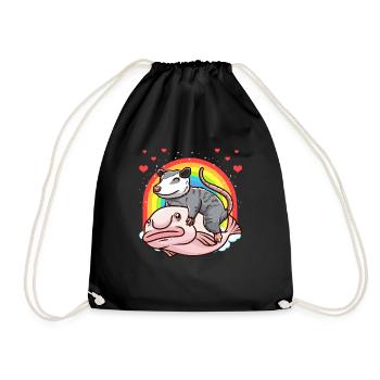 Cute possum and blob fish rainbow - Drawstring Bag - black - Front