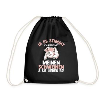 Ferkel Landwirt Bauer Bauernhof Schweine - Turnbeutel - Schwarz - Vorne