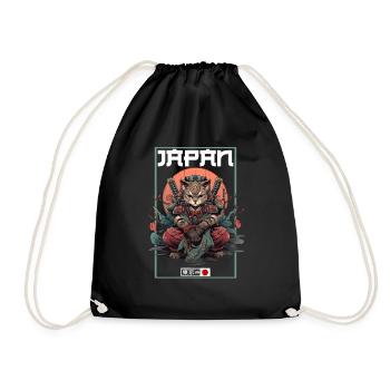 Asia Cat Japanese Samurai Samurai - Drawstring Bag - black - Front