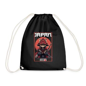 Asia Cat Japanese Samurai Samurai - Drawstring Bag - black - Front