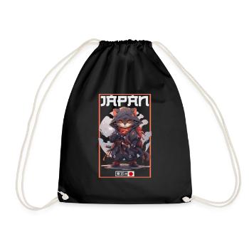 Asia Cat Japanese Samurai Samurai - Drawstring Bag - black - Front