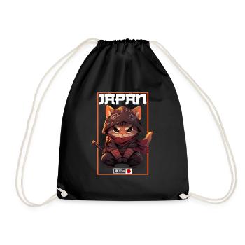 Asia Cat Japanese Samurai Samurai - Drawstring Bag - black - Front