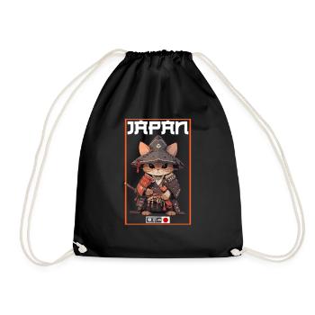 Asia Cat Japanese Samurai Samurai - Drawstring Bag - black - Front