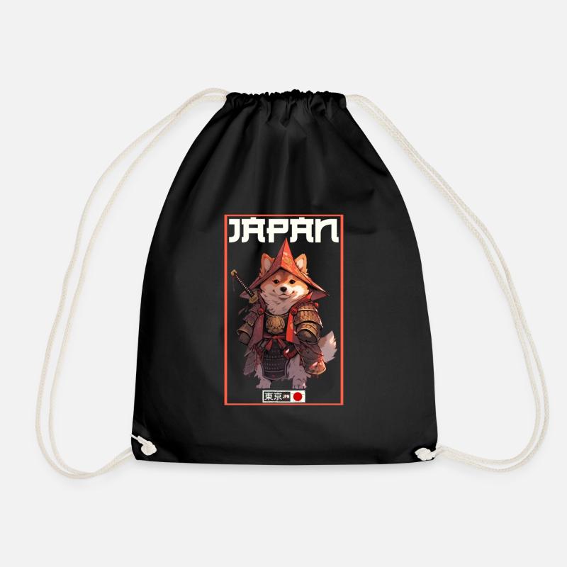 Asien Corki Japanischer Samurais Samurai - Turnbeutel - Schwarz